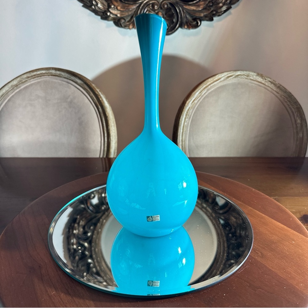 Blue Gloss Decorative Teardrop Vase - Unbranded